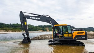 Volvo EC210D tackles wild rivers and hard rock at Indonesian quarry