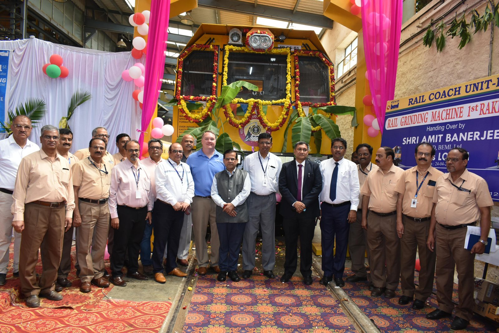 BEML hands over 1st rake of Rail Grinding Machine over to  M/s. LORAM, USA